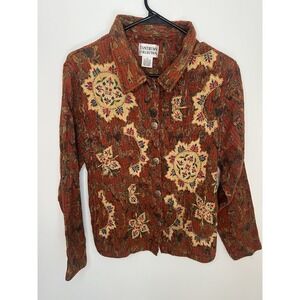 VTG Tantrums Collection Wm Med 100% Cotton Orange Embroidered Ecclectic Boho